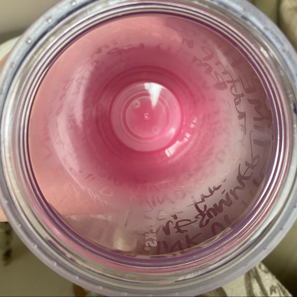 STARBUCKS Pink Frosted Frappuccino Lover Domed Lid 2014 16oz Plastic Cold Cup - Picture 5 of 6